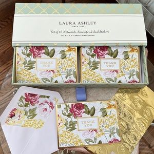 Beautiful  Laura Ashley "THANK YOU" Notecards, Envelopes & Seal Stickers - NIB